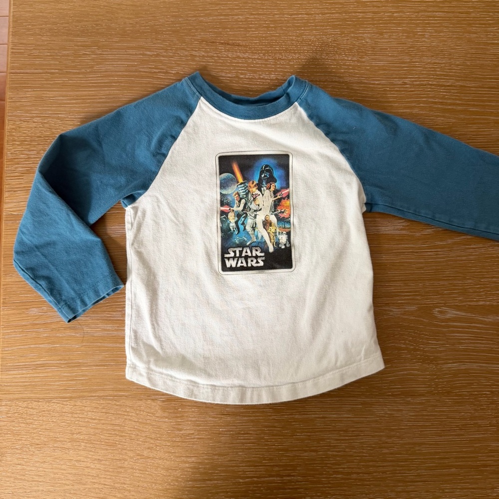 Janie and Jack Star Wars Kids Long Sleeve Tee - Teal and White